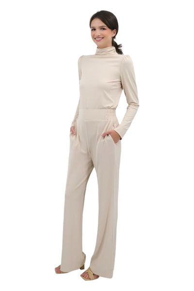 Matte Jersey Long Sleeve Turtleneck in Champagne