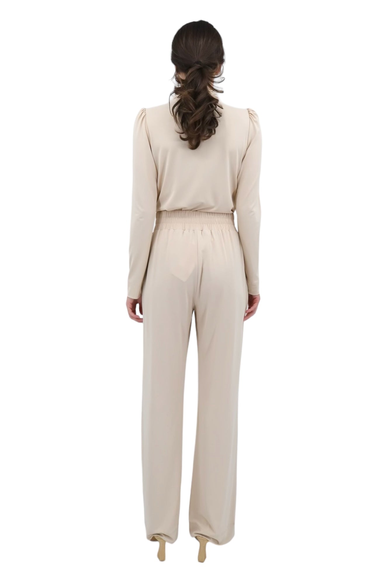 Straight Leg Pull Up Pant Boxer Waist in Champagne