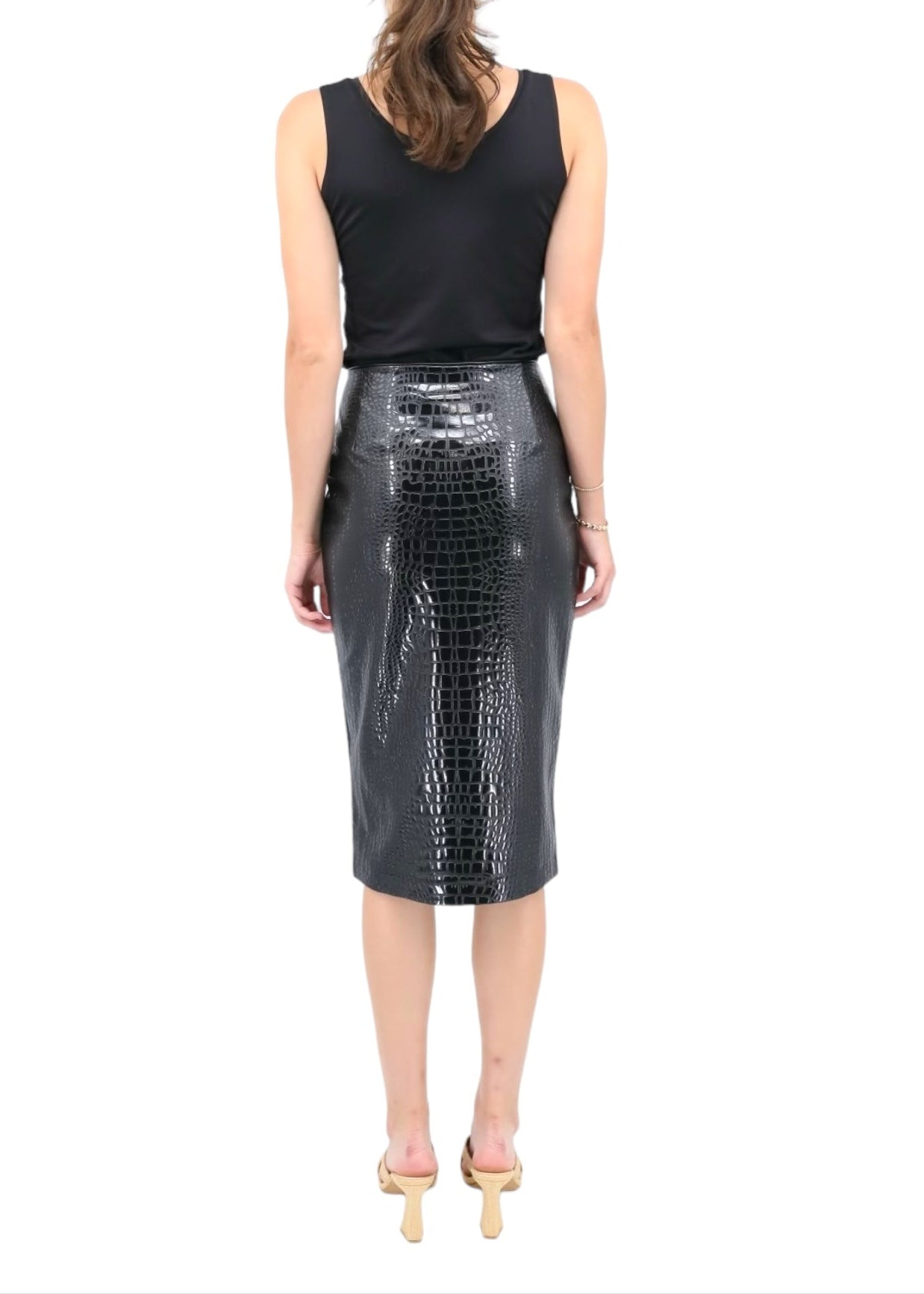Lumi Jersey Midi-Skirt in Black Croc