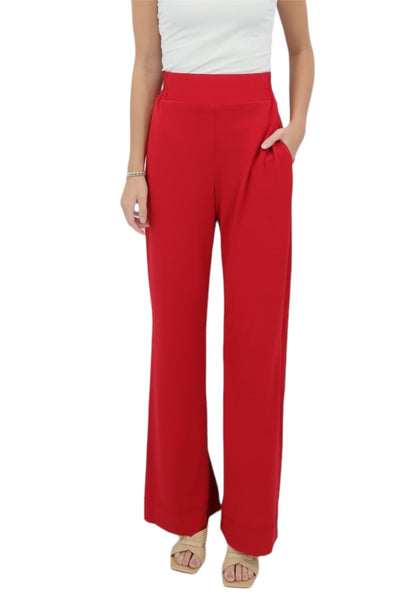 Straight Leg Pull Up Pant Boxer Waist in Ruby