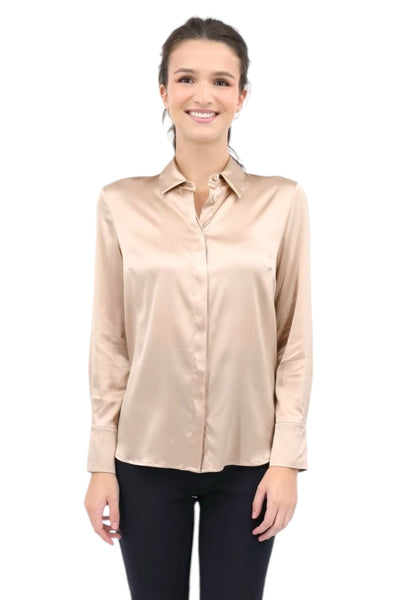 Silk Satin Blouse in Macchiato