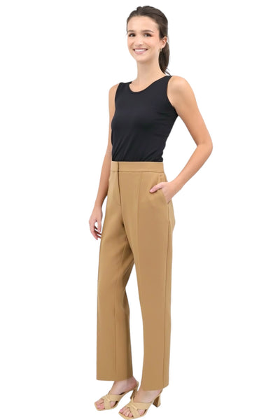 Pintuck Straight Leg Trouser in Camel