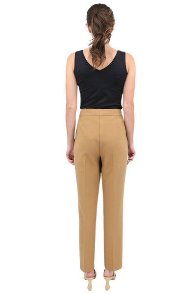 Pintuck Straight Leg Trouser in Camel