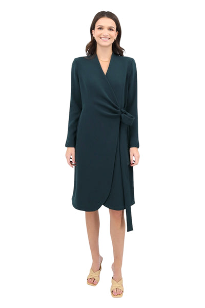 Wrap Dress in Hunter Green/Black