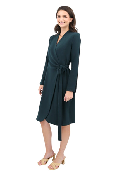 Wrap Dress in Hunter Green/Black