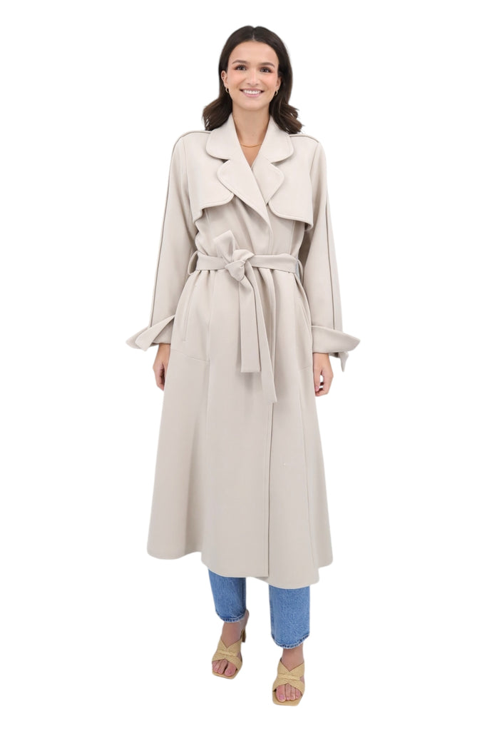 Trench Coat w/Contrast Bias in Stone – Carl Meyers