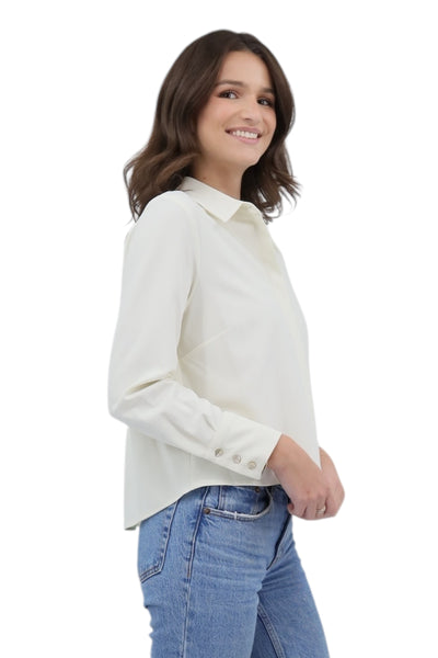 Cropped Pleat Back Blouse in Ivory