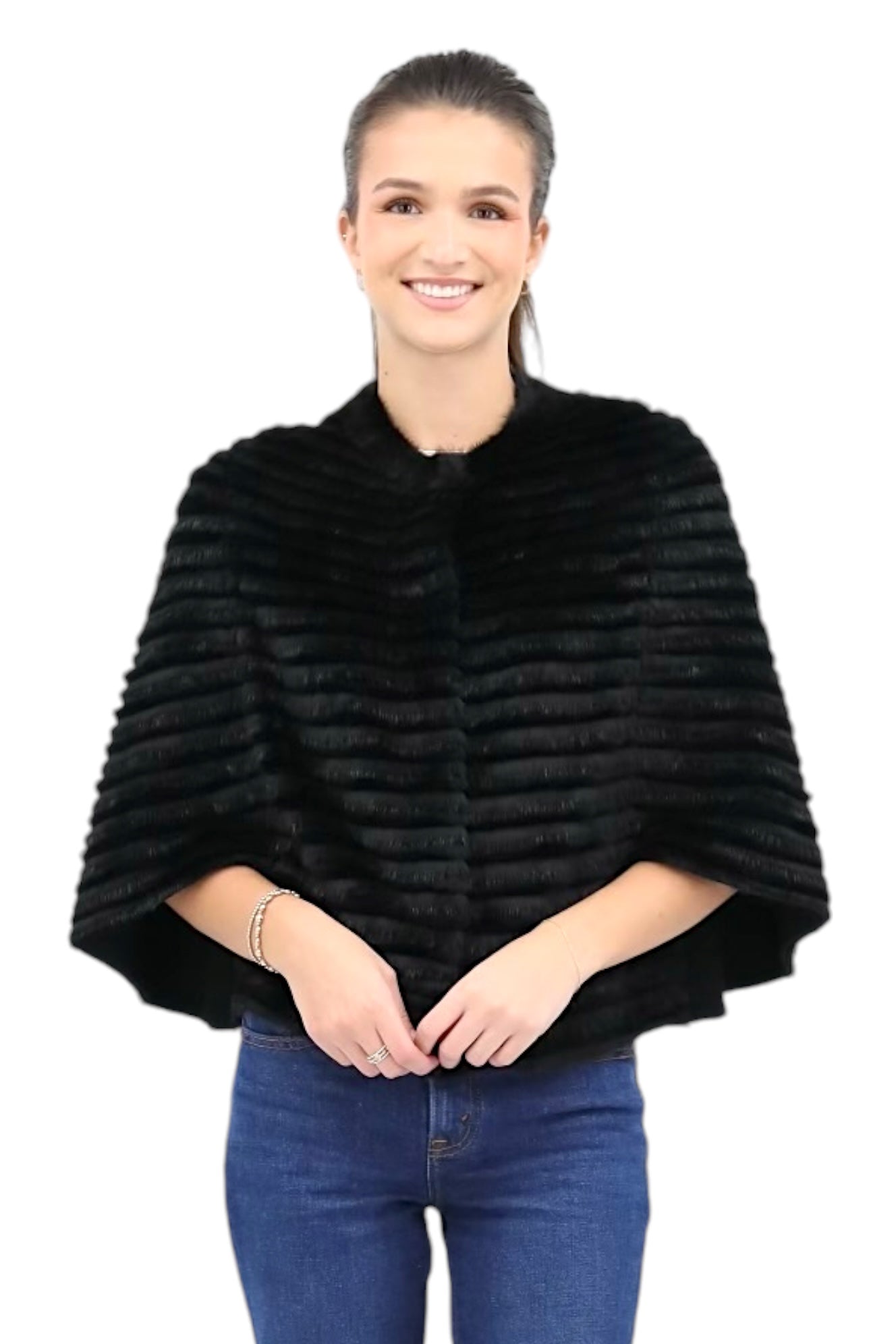 Mink And Rabbit Capelet in Black – Carl Meyers