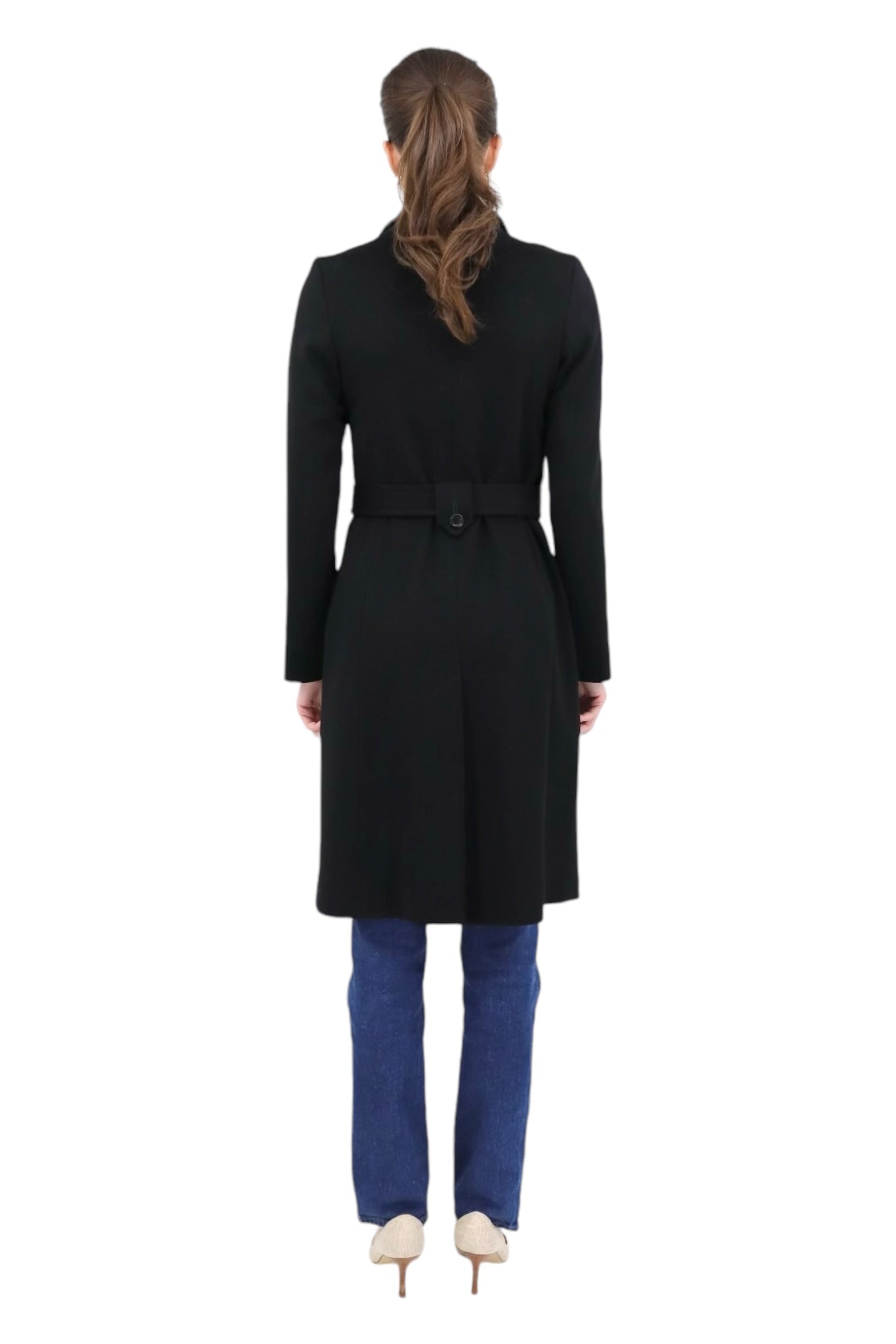 100% Wool Placket Front Coat in Black