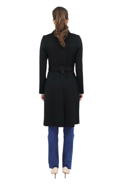 100% Wool Placket Front Coat in Black
