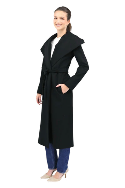 Long Wrap Coat in Black