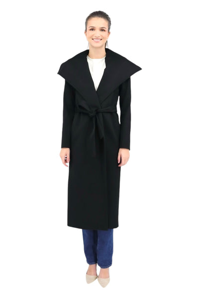 Long Wrap Coat in Black