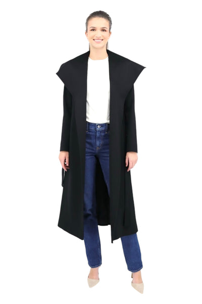 Long Wrap Coat in Black