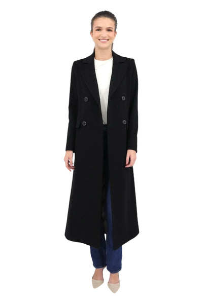 Long 100% Wool Coat in Black