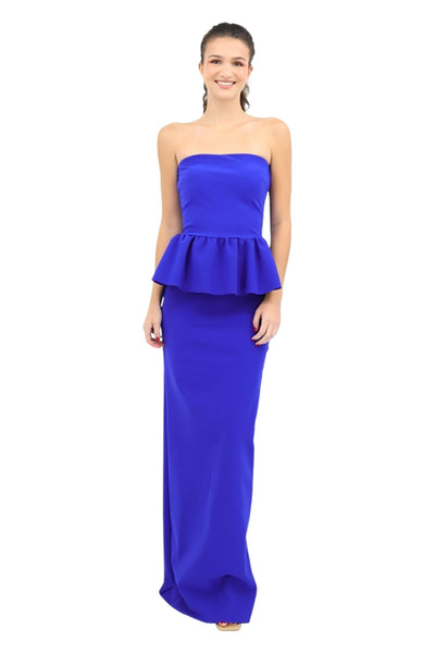 Panthea Strapless Peplum Gown in Royal Blue
