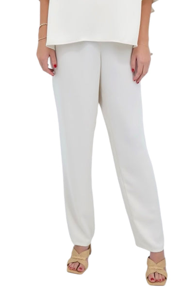 Slim Matte Crepe Pant in Ivory