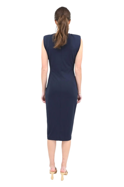 Sleeveless Dress with Front Knot Detail in Navy