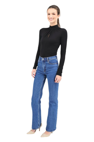 Tie Front Keyhole Bodysuit in Black