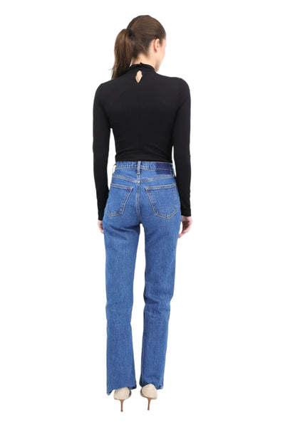 Tie Front Keyhole Bodysuit in Black