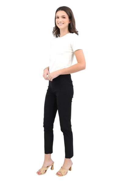 Straight Leg Pull On Pant in Black