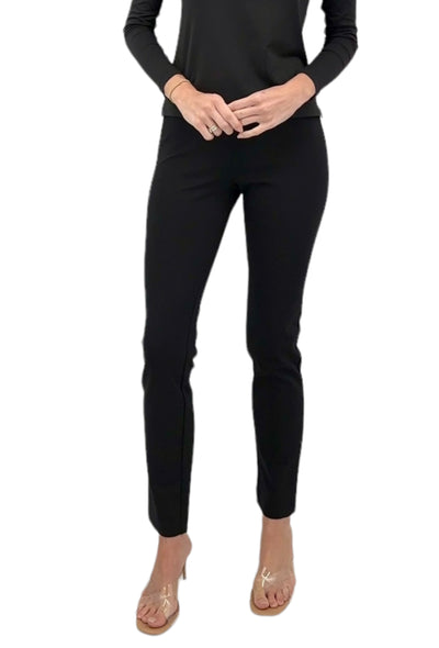 Zip Front Ponte Pant in Black