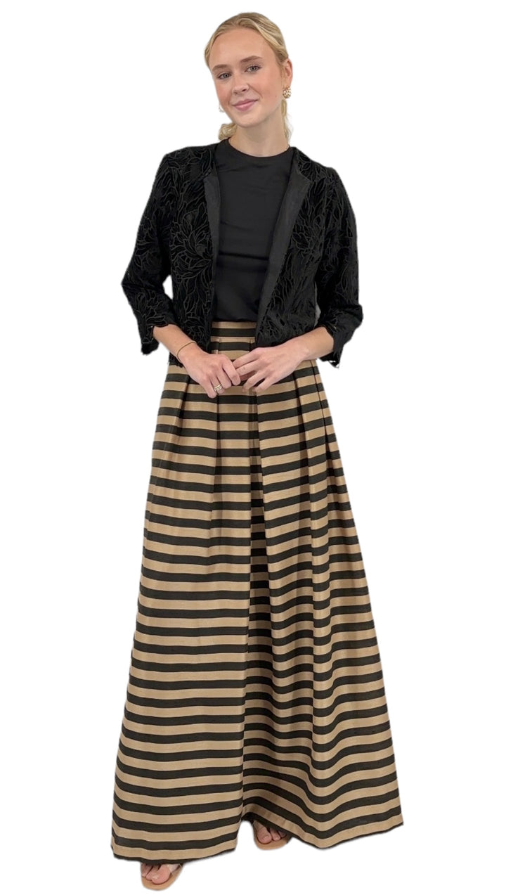 Black and gold striped skirt hotsell