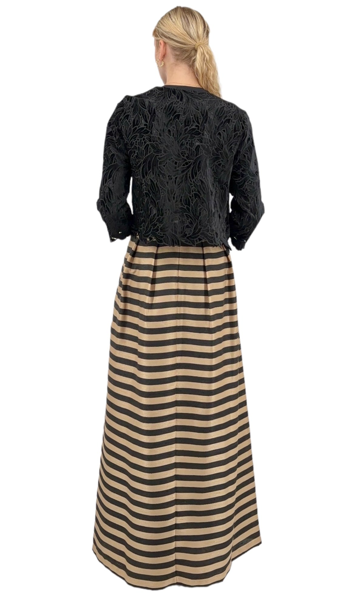 Poly Striped Skirt in Black/Gold