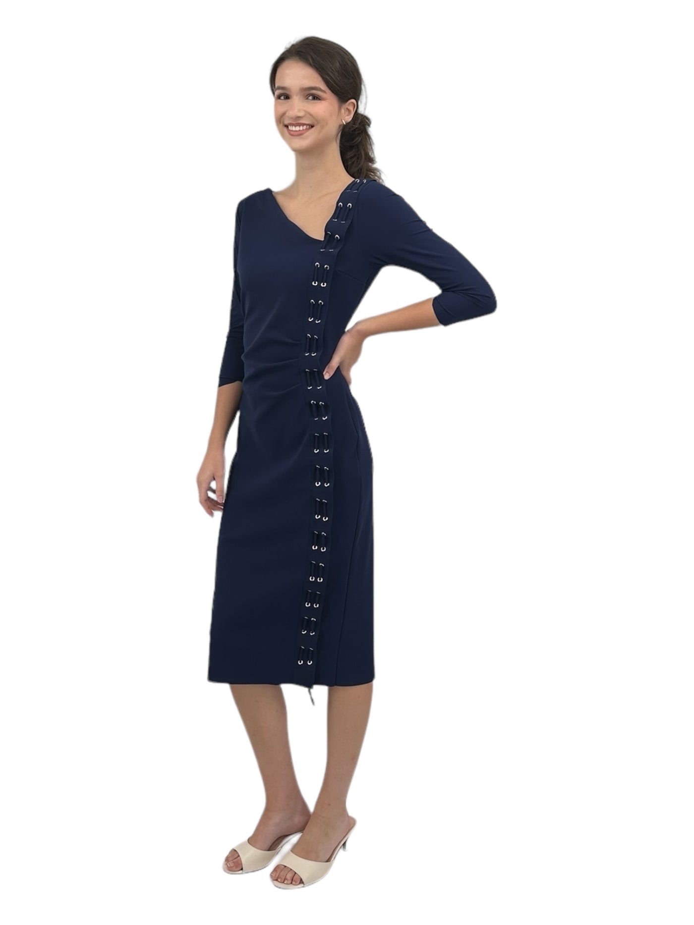 Hedy Mix Jersey Dress in Blu Notte