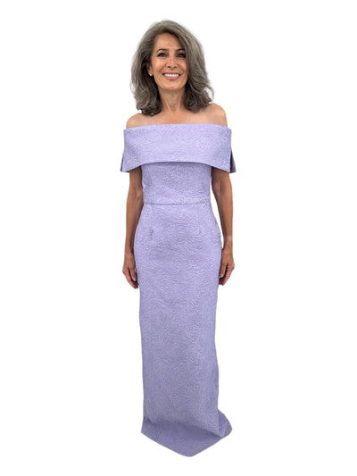 Abstract Cloque Gown in Lavender