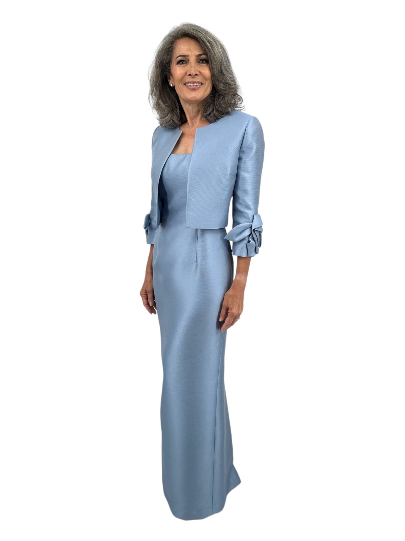 2 Piece Gown and Jacket in Cerulean Blue 2 Piece Gown and Jacket in Cerulean Blue