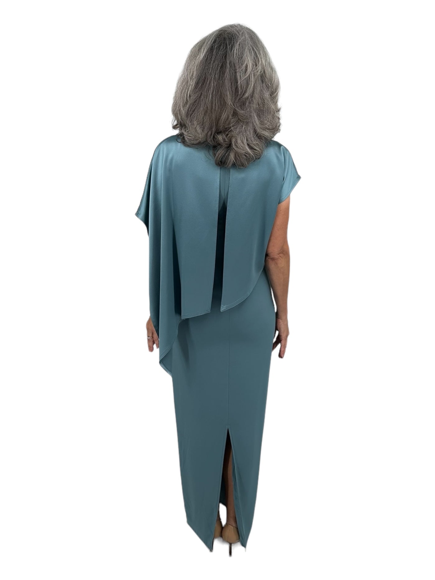 satin poncho dress Anewsta Pink Halter Poncho Dress Wedding Guest Dresses Women Maxi Party Formal Gowns Elegant Chiffon Loose Fit Tie Neck Cloak Sleeve Layered,S