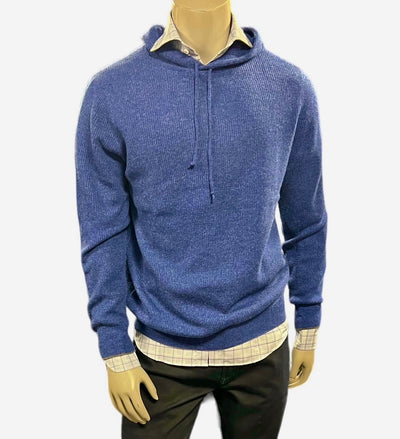 Men's Rib Pullover Hoodie in Midnight