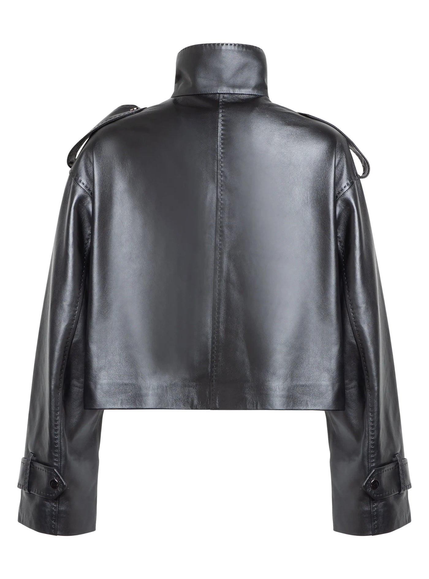 Lena Leather Zip Jacket in Black