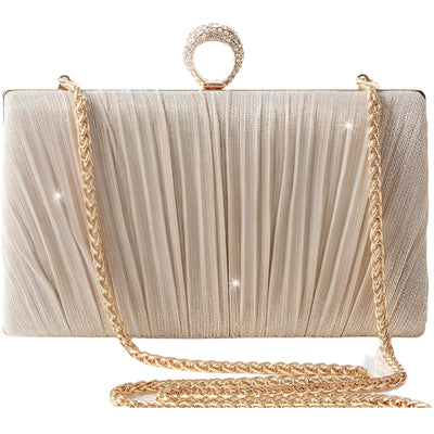 Gold Pleated Ring Clutch