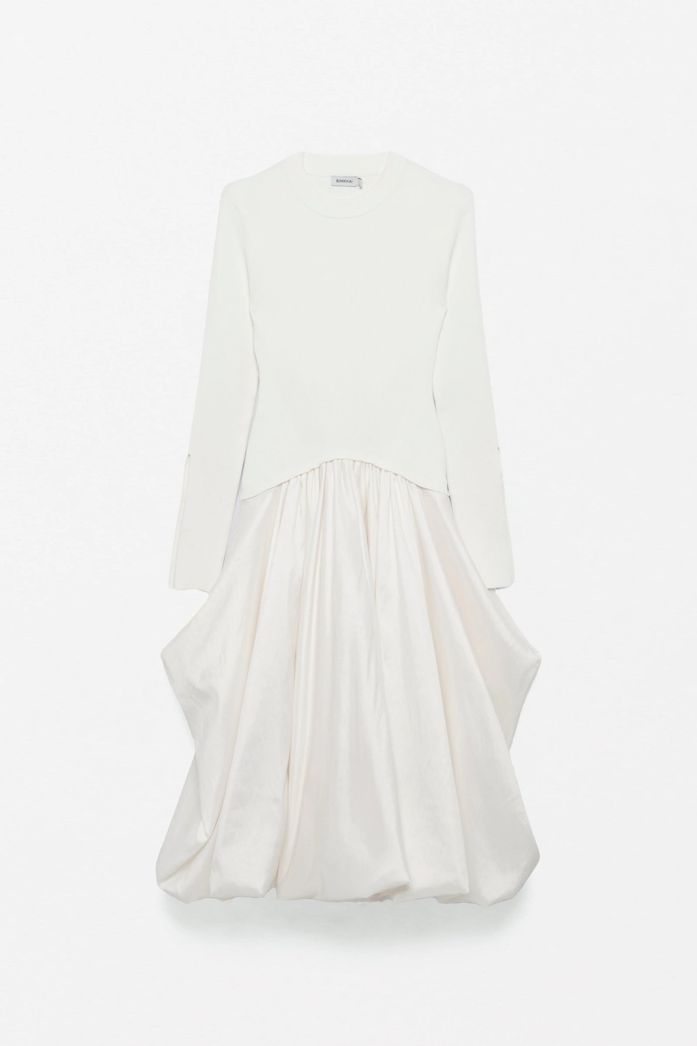 Kenlie Taffeta Knit Midi Dress in Ivory