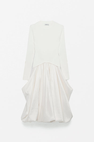 Kenlie Taffeta Knit Midi Dress in Ivory