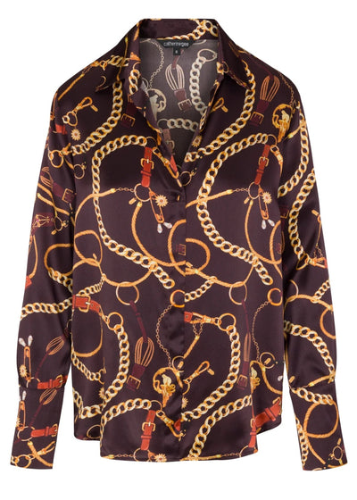 Daria French Cuff Silk Blouse in Belgian Chain