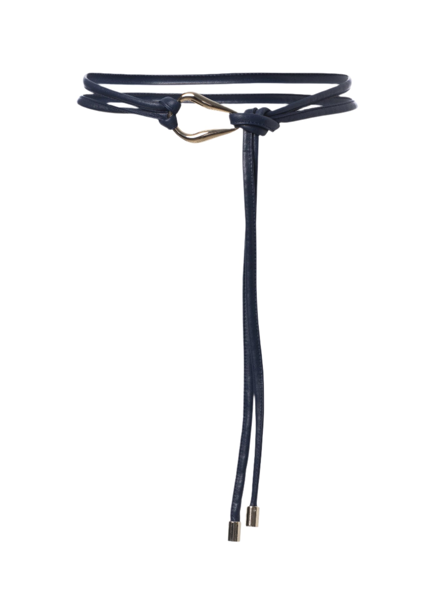 Wrap Cord Belt w/ Organic Buckle in Navy