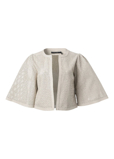 Perforated Leather Short Jacket in Bone