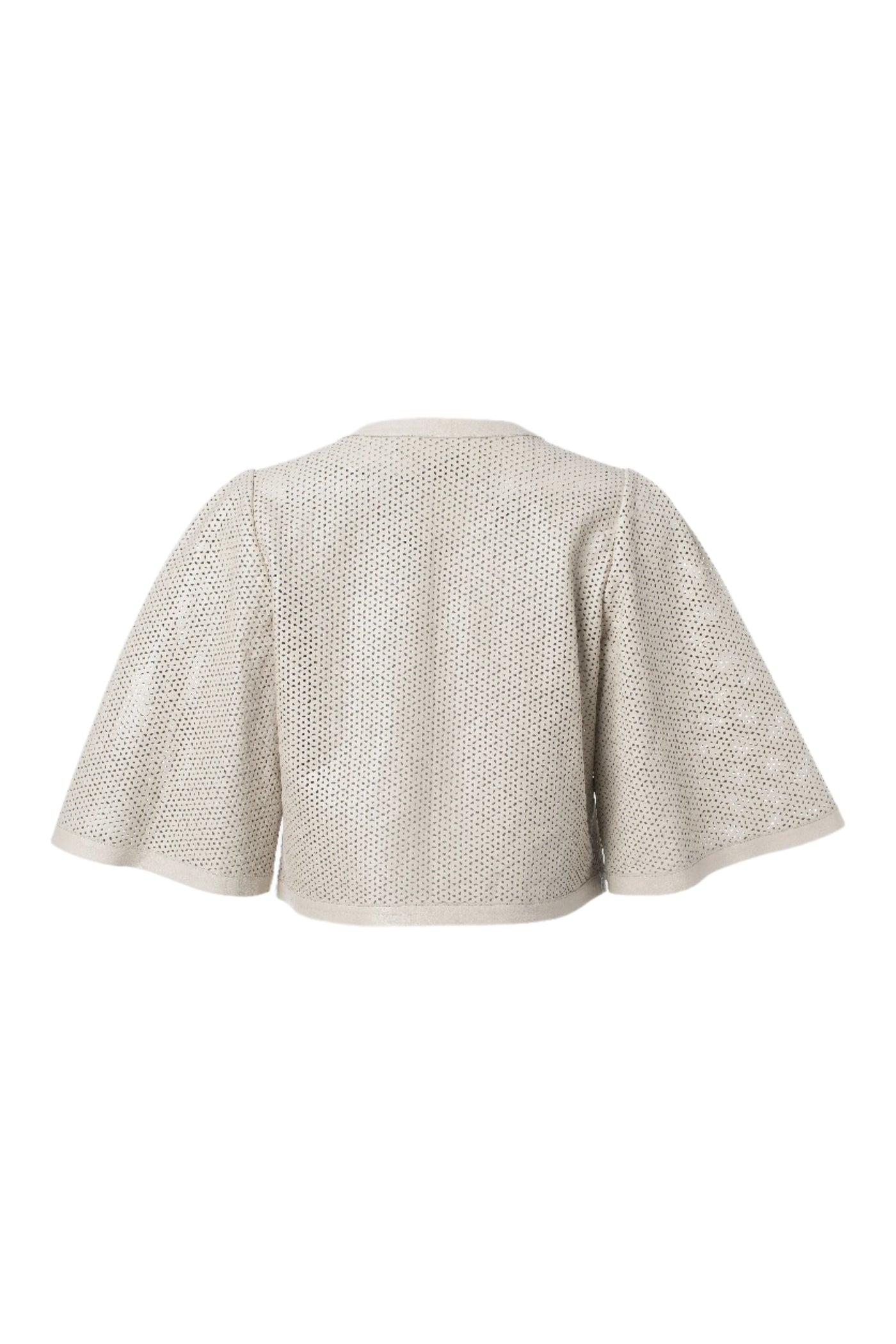 Perforated Leather Short Jacket in Bone