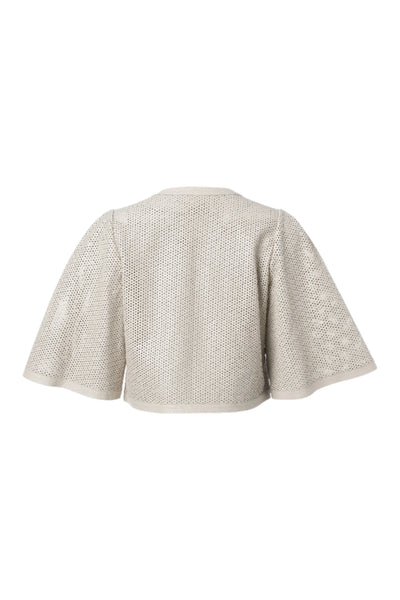 Perforated Leather Short Jacket in Bone
