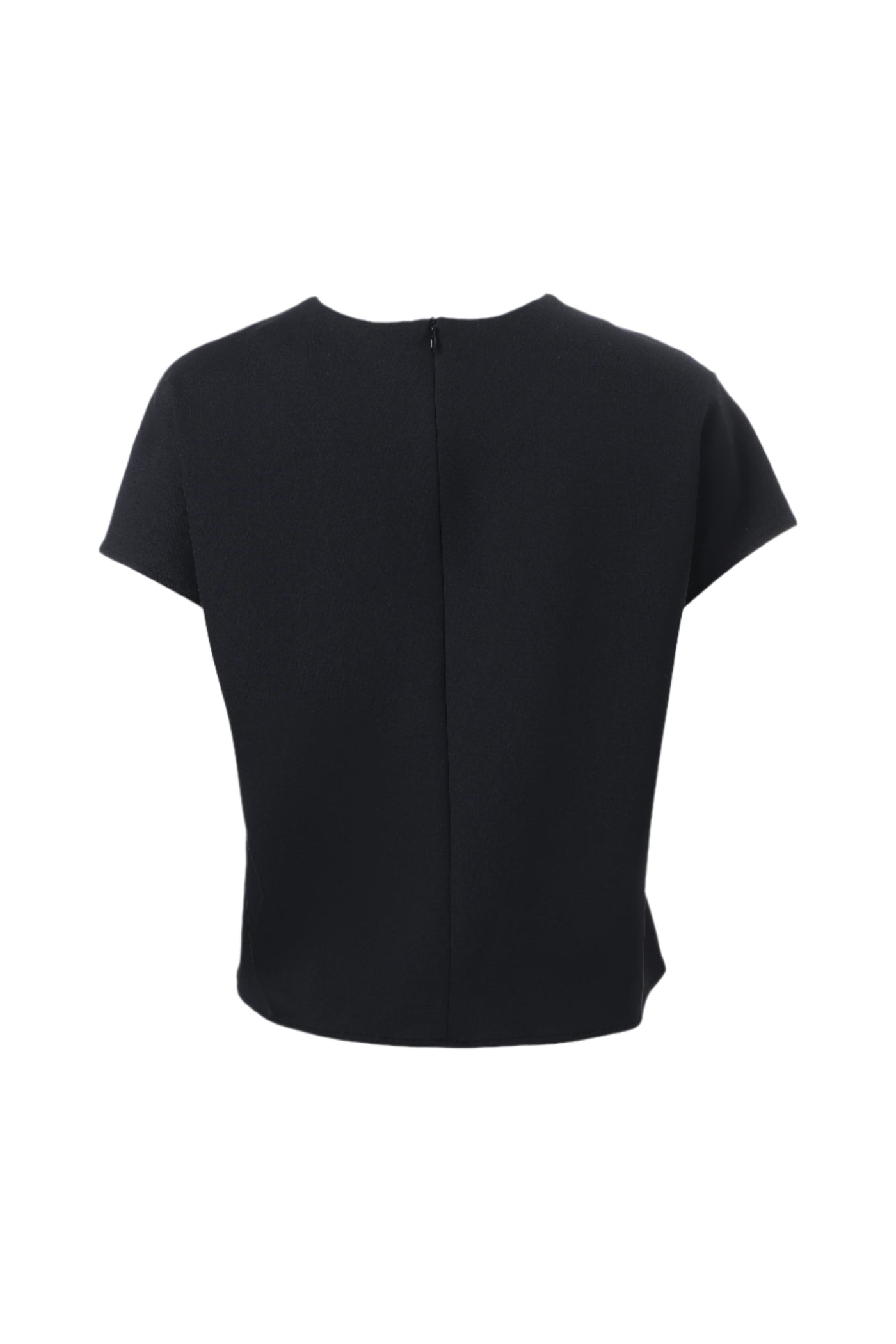 Cap Sleeve Pleated Neckline Top in Black