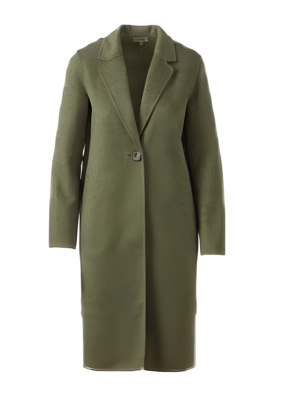 Long Notch Collar Coat in Loden