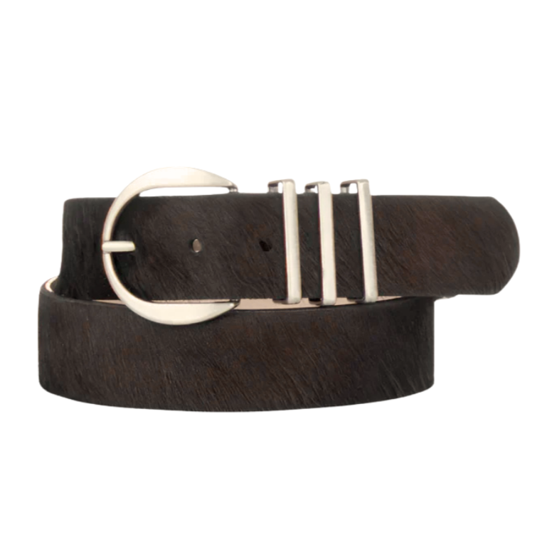 Brave Leather Kasi Bridal Hair-On Belt  Silver Buckle Black Size 32 Vika Bridle Belt, Black/Silver – Punch Clothing main image 3