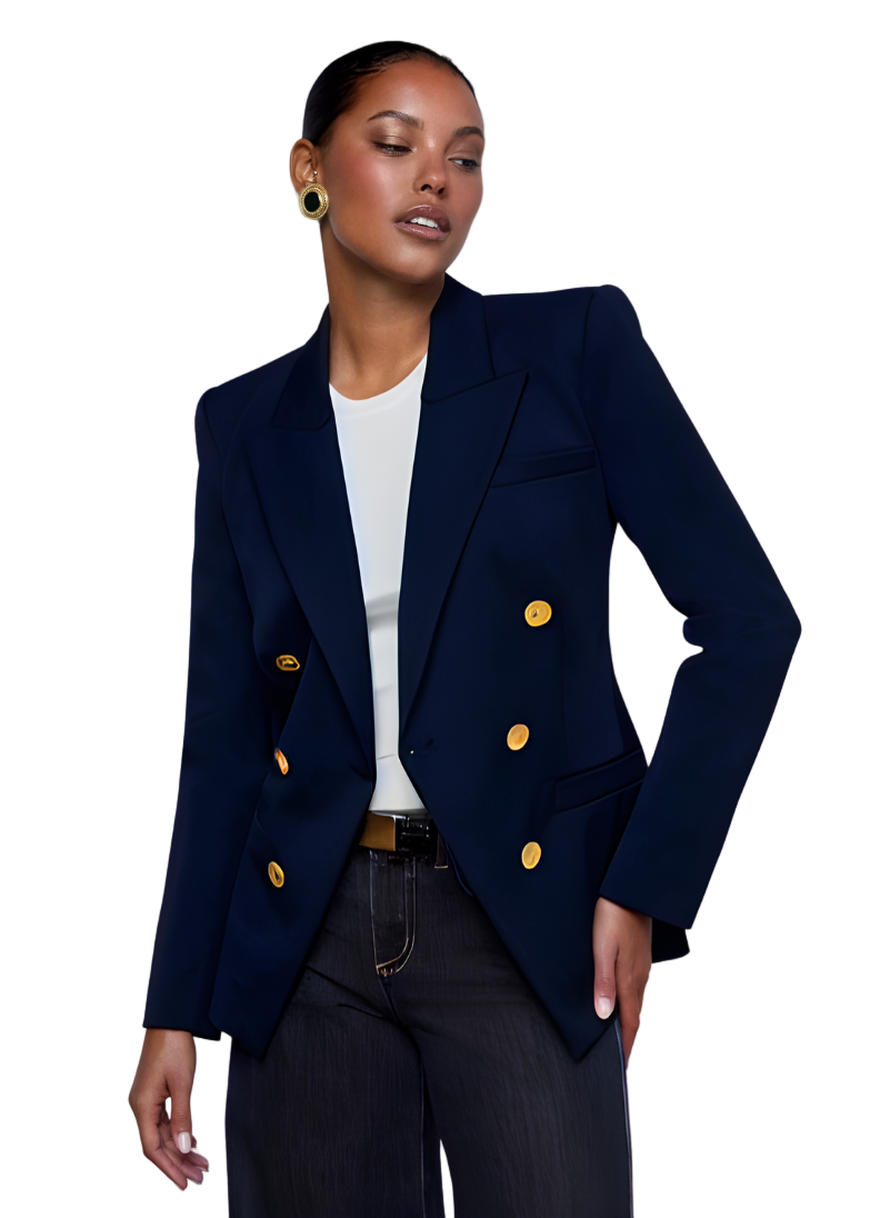 Kyomi Double-Breasted Blazer in Midnight