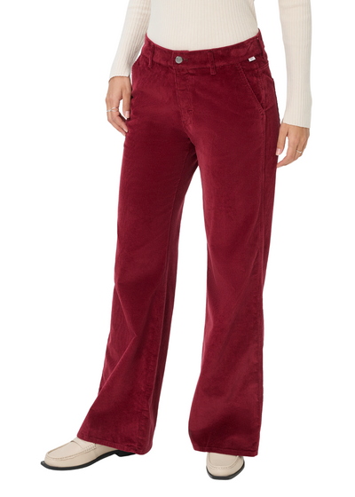 Corduroy Wide Leg Palazzo Pants in Mulberry