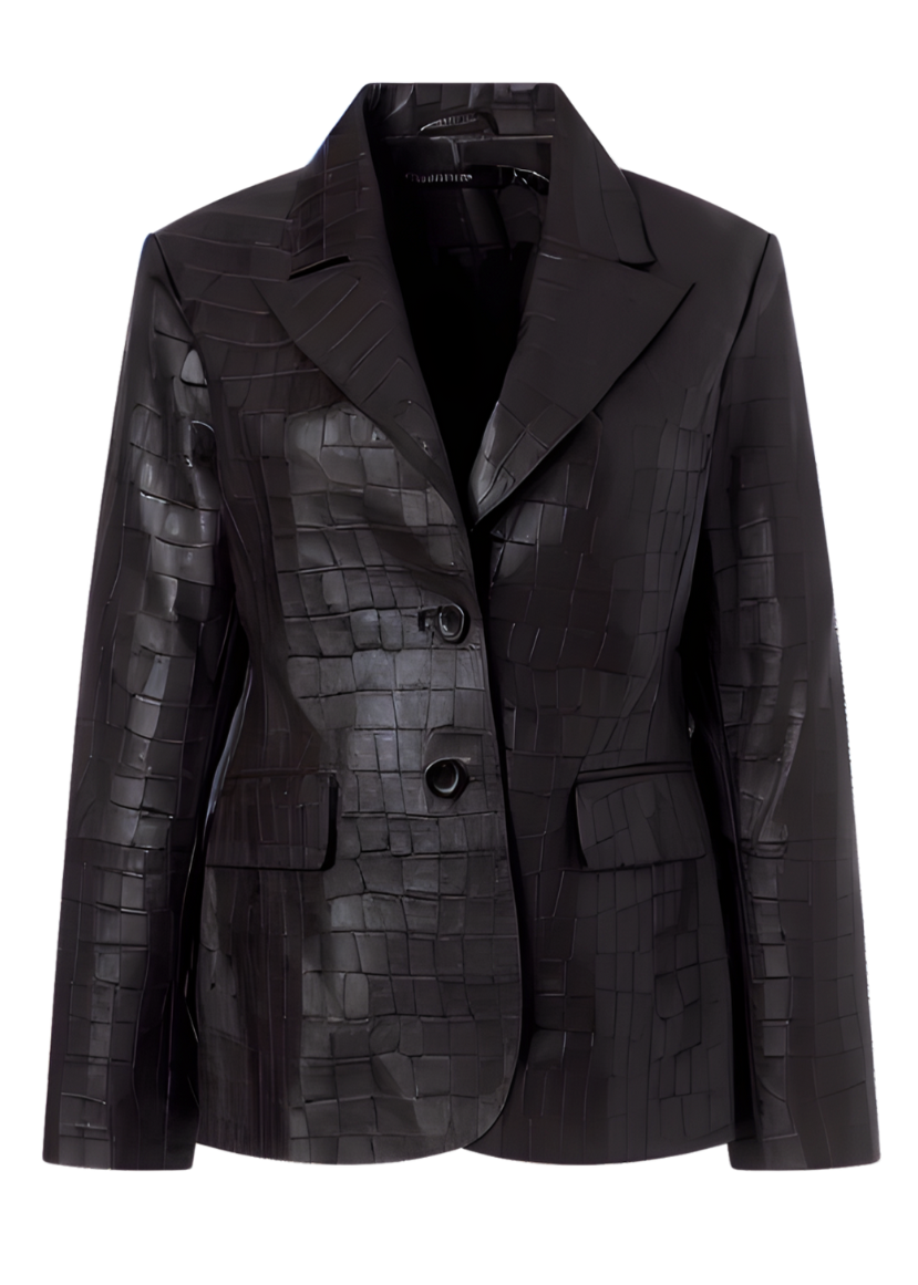 Croco Fitted Jacket in Black