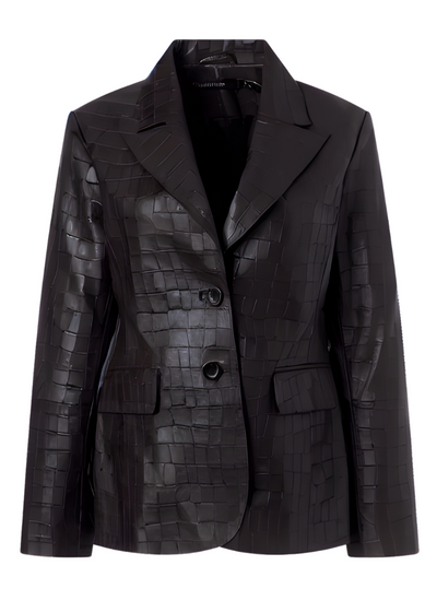 Croco Fitted Jacket in Black