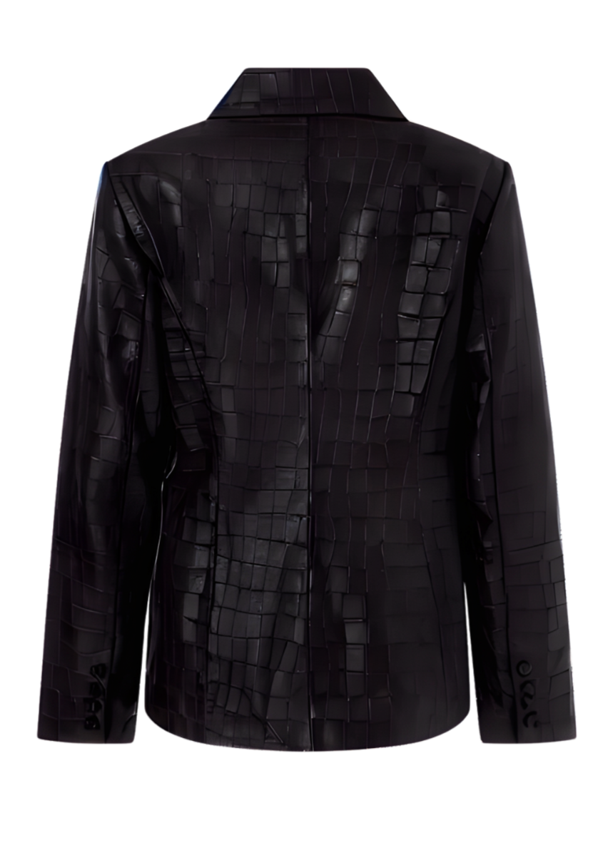 Croco Fitted Jacket in Black