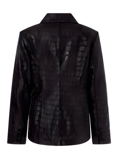 Croco Fitted Jacket in Black